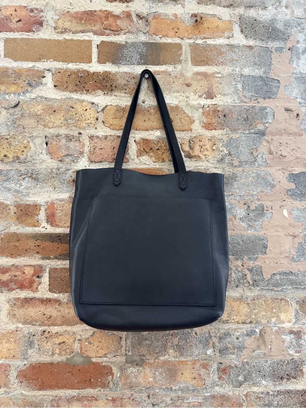 Madewell Black Leather Tote Bag